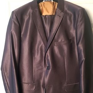Marco Viali 2 piece polyester brown skim fit suit